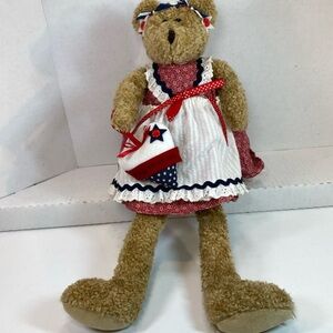 Miss Elle's Collection USA Patriotic July 4th Girl Bear 18” Tall New With Tag